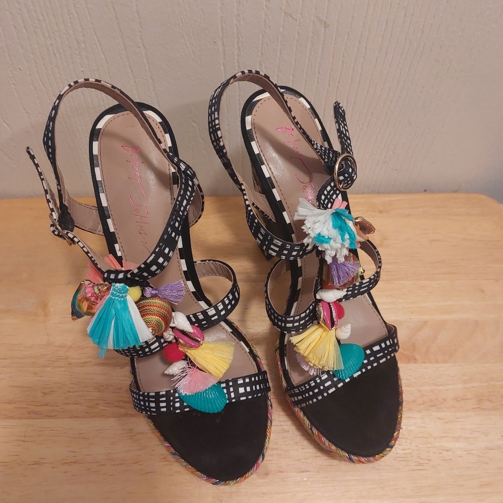 Betsey Johnson "Marcyy" Heels Black Multi-Colored Size 8